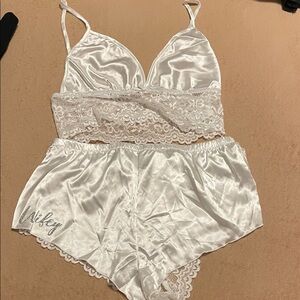 White lace and satin Bridal lingerie set
